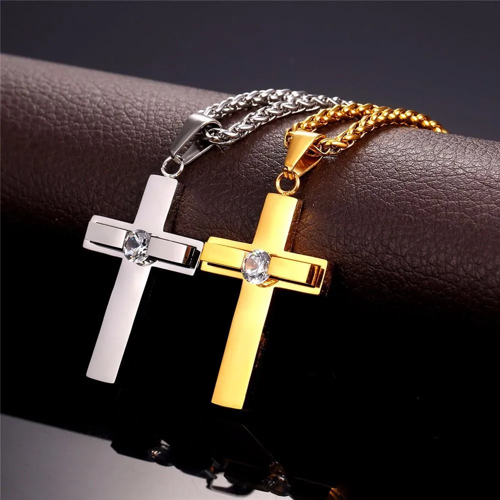 Premium Thick Rhinestone Cross Necklace