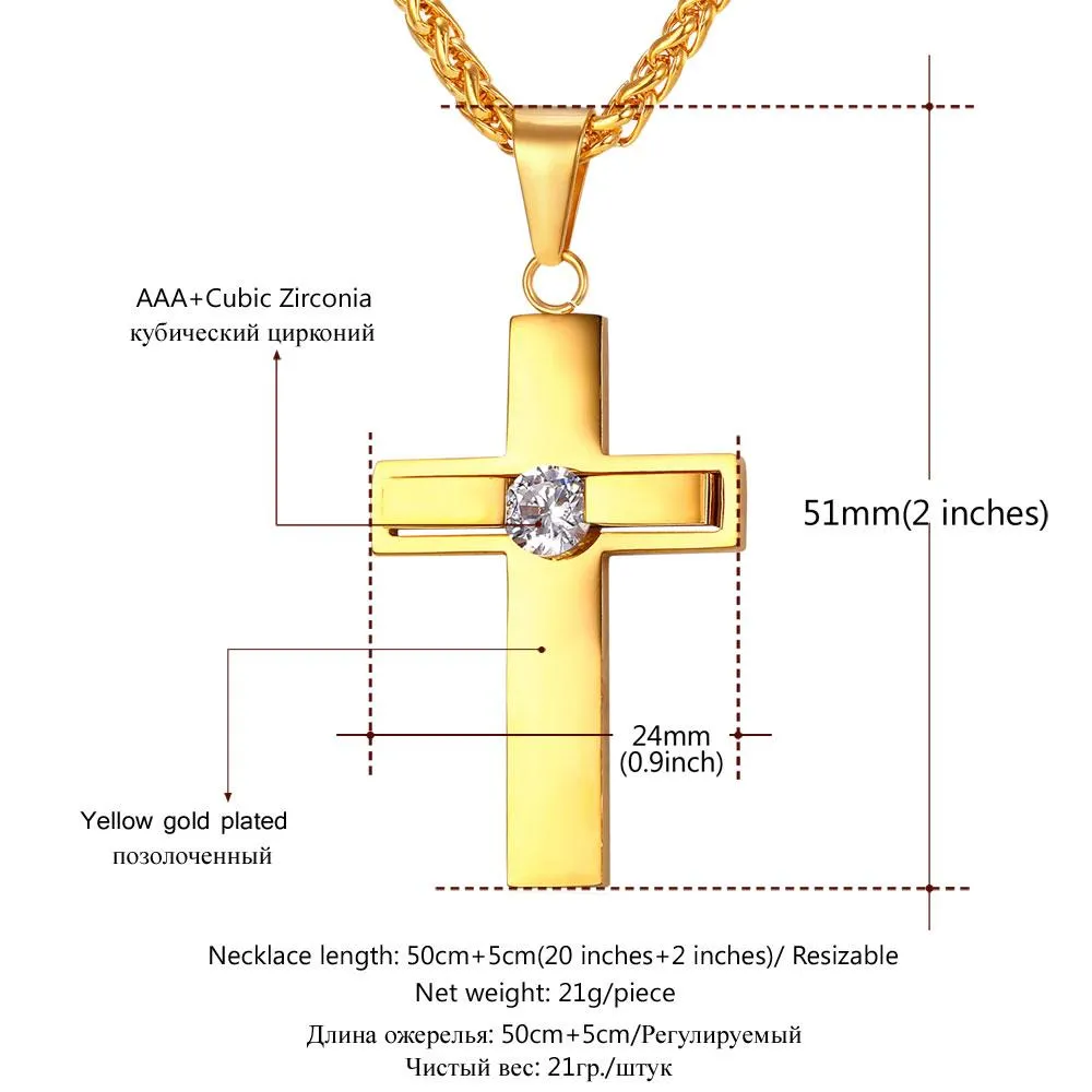 Premium Thick Rhinestone Cross Necklace