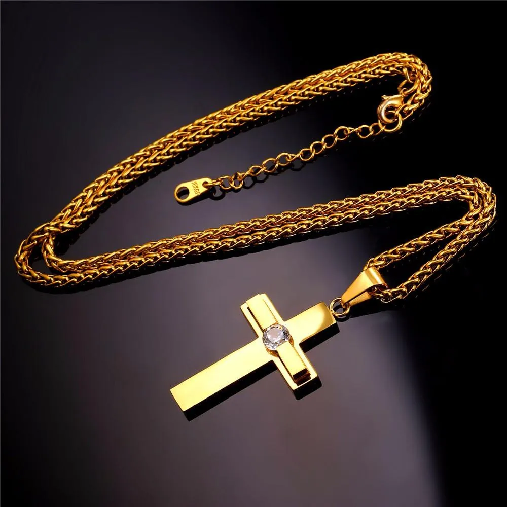 Premium Thick Rhinestone Cross Necklace