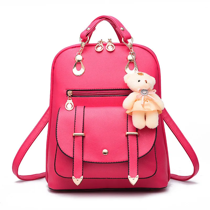 Pure Color Backpack Casual Student Backpack