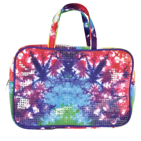 Rainbow Tie Dye Sequins Large Cosmetic Bag