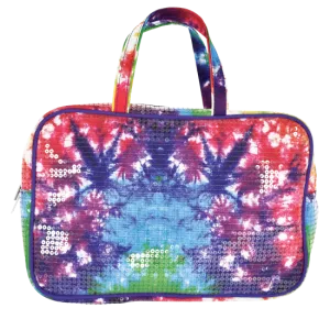 Rainbow Tie Dye Sequins Large Cosmetic Bag