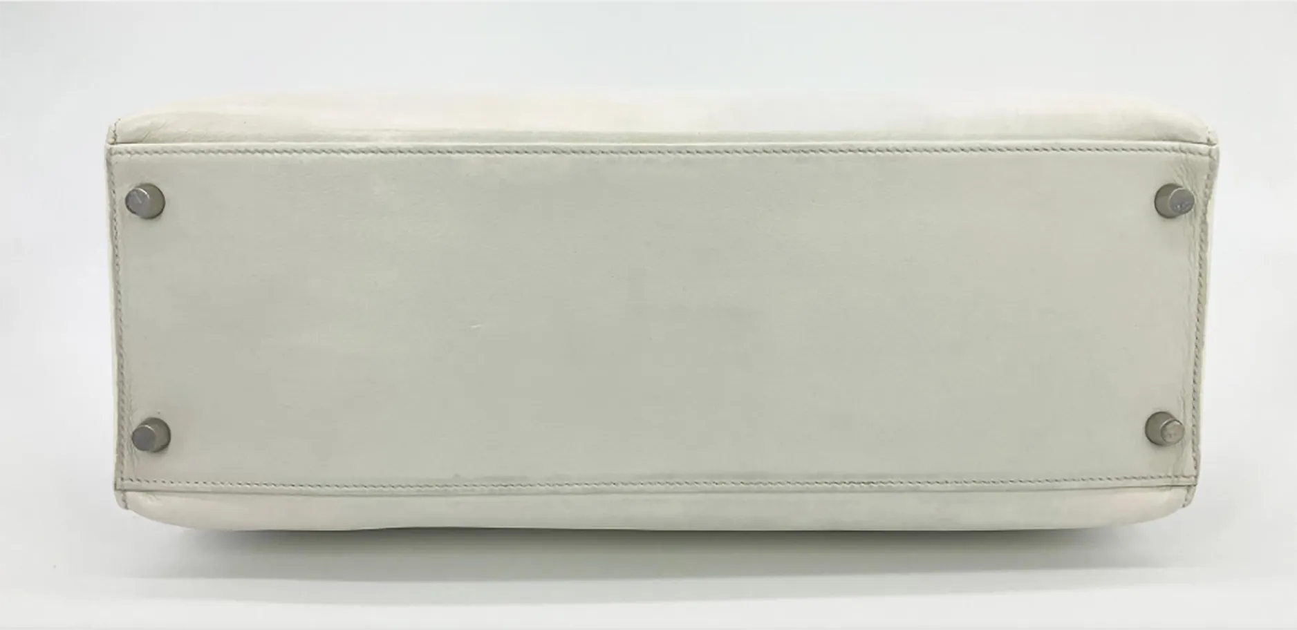 RARE Hermes Kelly Flat 35 White Swift Silver PDH