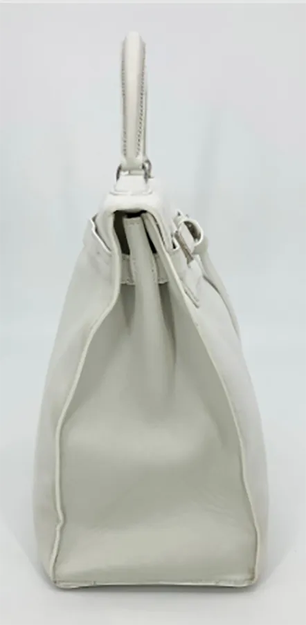 RARE Hermes Kelly Flat 35 White Swift Silver PDH