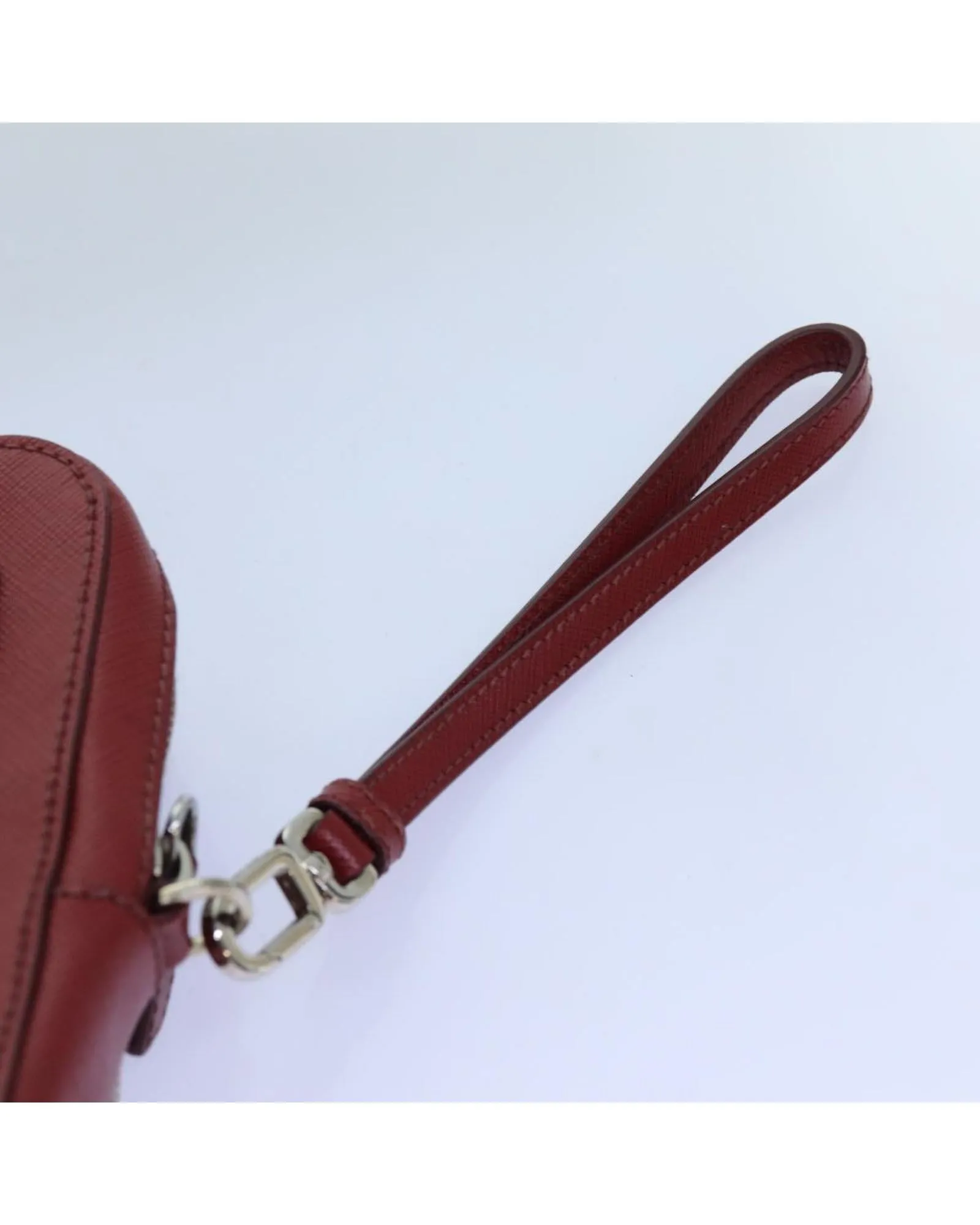 Saffiano Leather Clutch Bag in Red Made in Italy