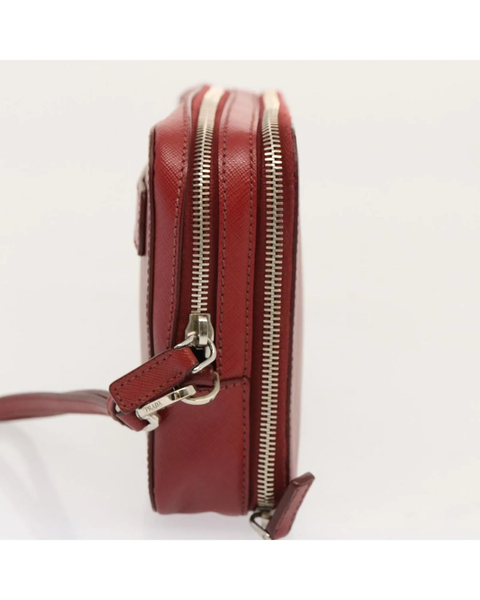 Saffiano Leather Clutch Bag in Red Made in Italy