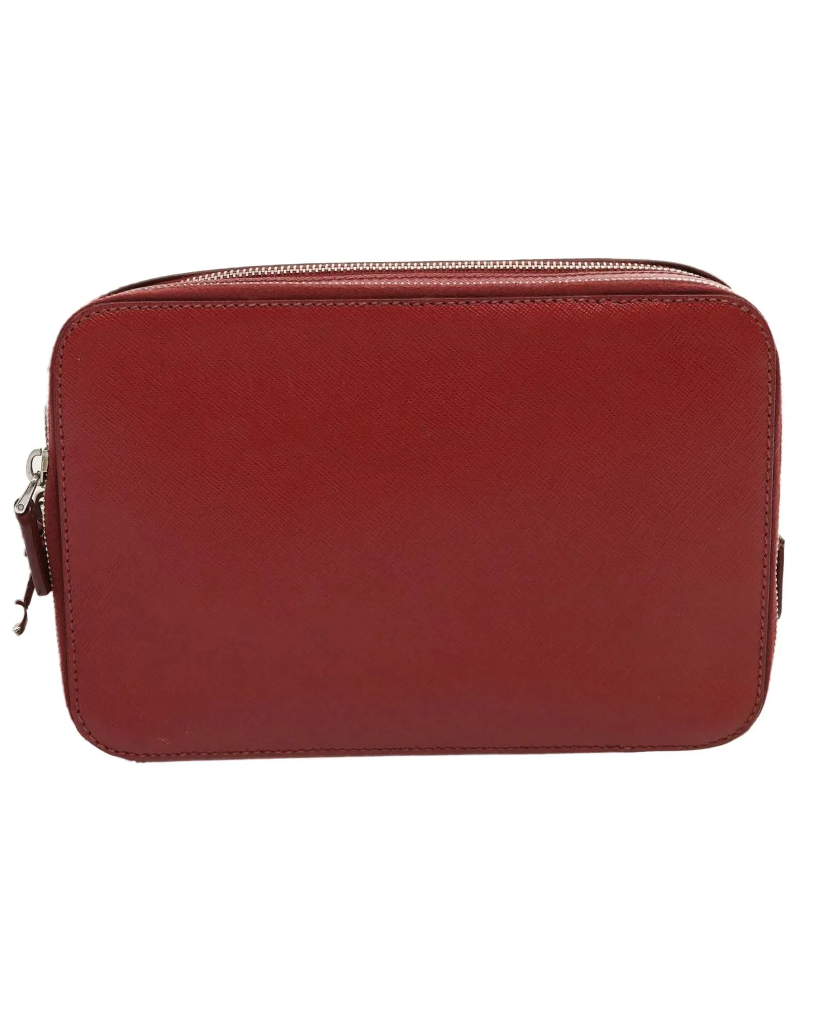 Saffiano Leather Clutch Bag in Red Made in Italy