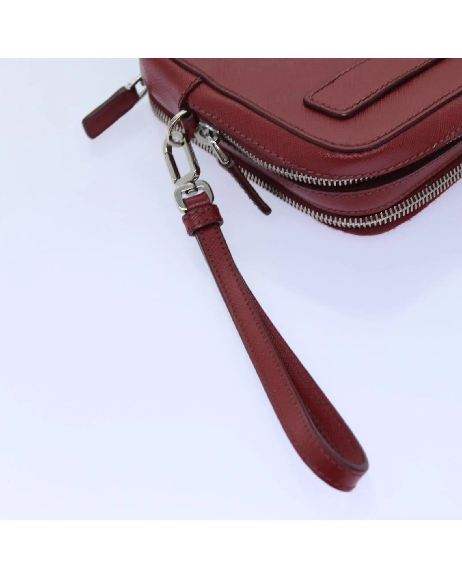 Saffiano Leather Clutch Bag in Red Made in Italy