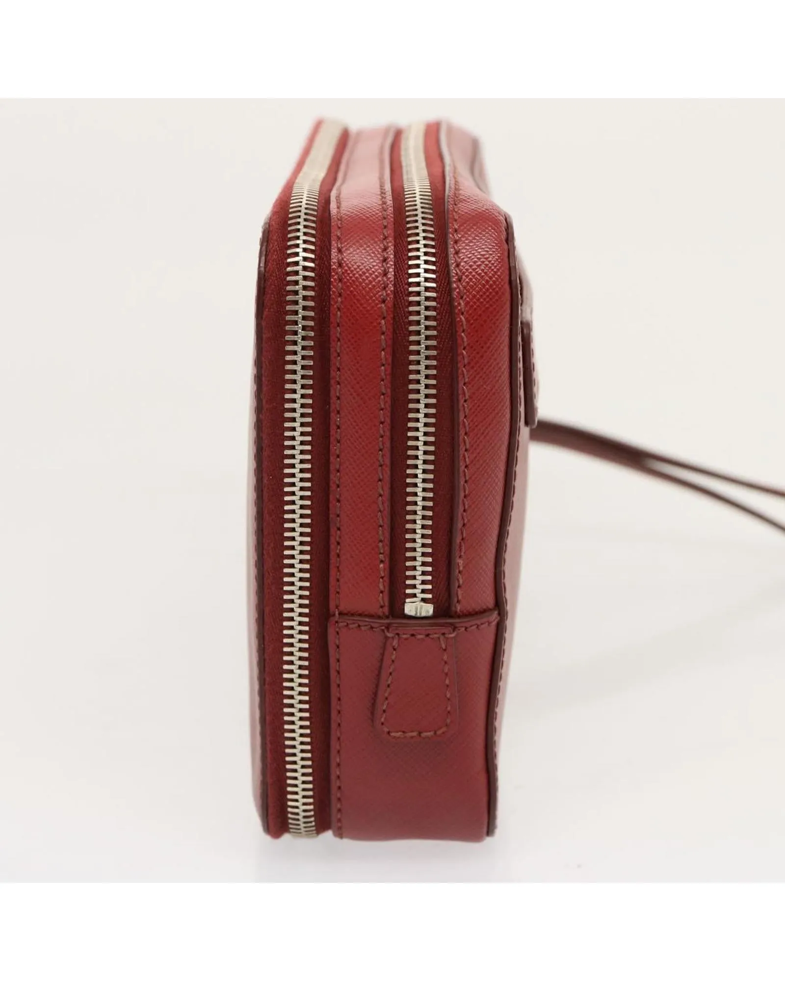 Saffiano Leather Clutch Bag in Red Made in Italy