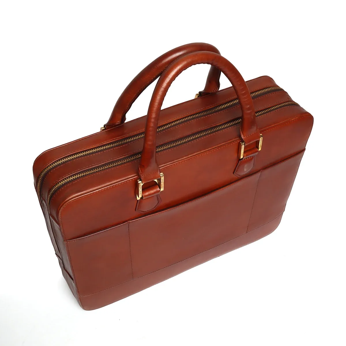 Tan Leather Laptop Briefcase