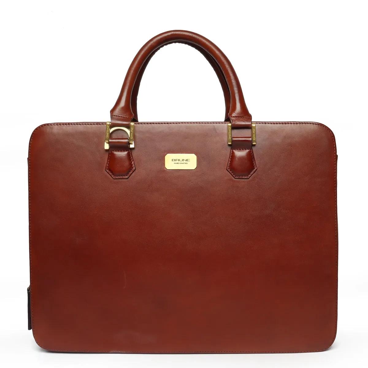 Tan Leather Laptop Briefcase