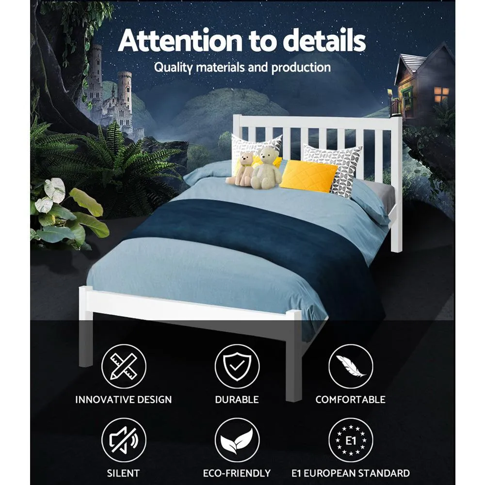 Whitehaven Wooden Single Bed Frame White