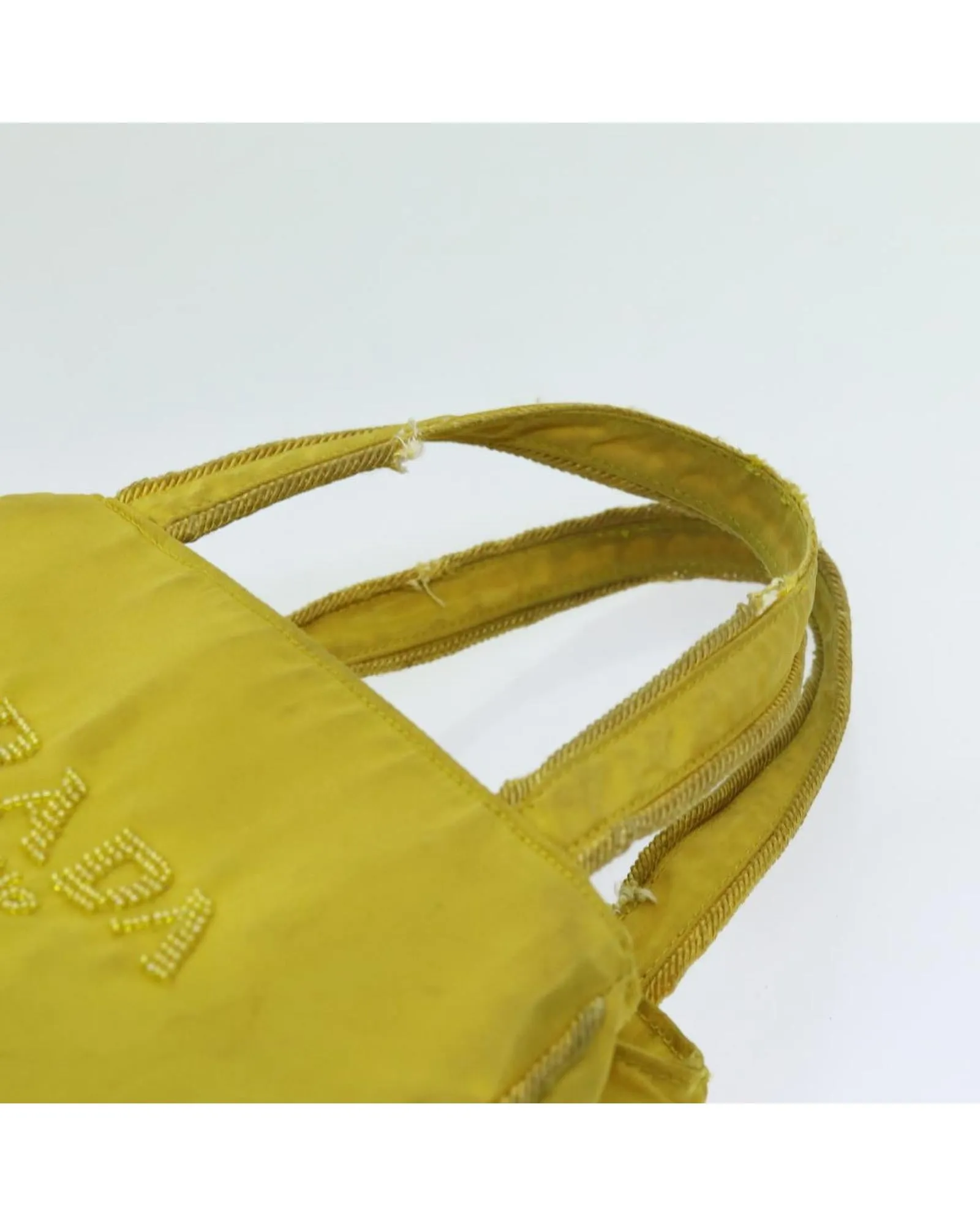 Yellow Nylon Hand Bag with Accessory - Made in Italy