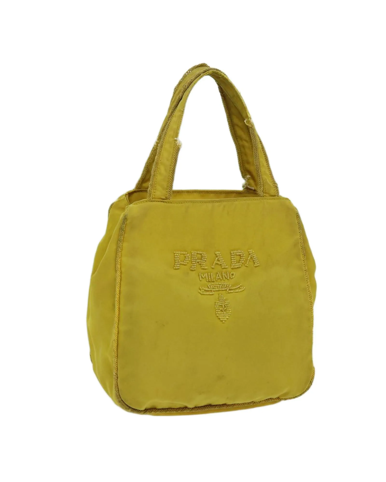 Yellow Nylon Hand Bag with Accessory - Made in Italy