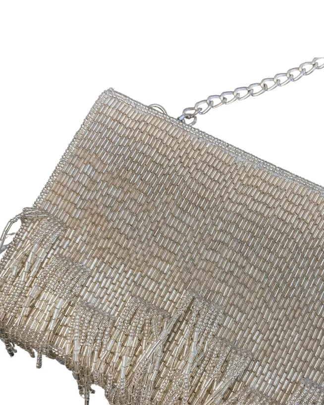 Zhuu Silver Beaded Handbag